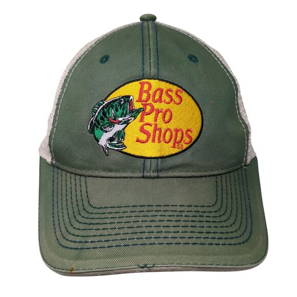 Bass Pro Shops Slideback Trucker Cap Green One Size Adjustable Mesh Back Cotton - Picture 1 of 9